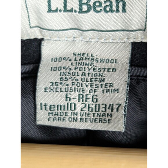 L.L.Bean Coat Womens 6 Black Lambswool Insulated Car Coat Button Front Lined - Picture 4 of 6